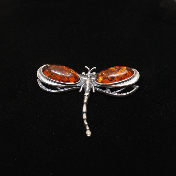 Amber Dragonfly Brooch