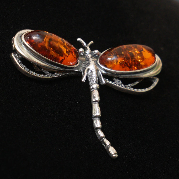 Amber Dragonfly Brooch