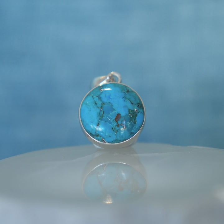 Sterling Silver Turquoise Pendant (Round)