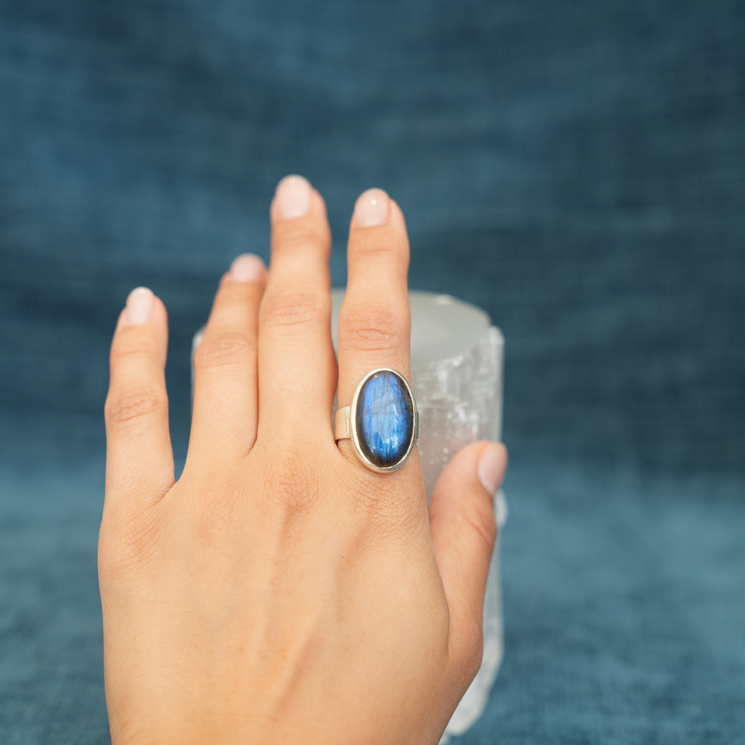 Labradorite Sterling Silver Ring (Large stone)