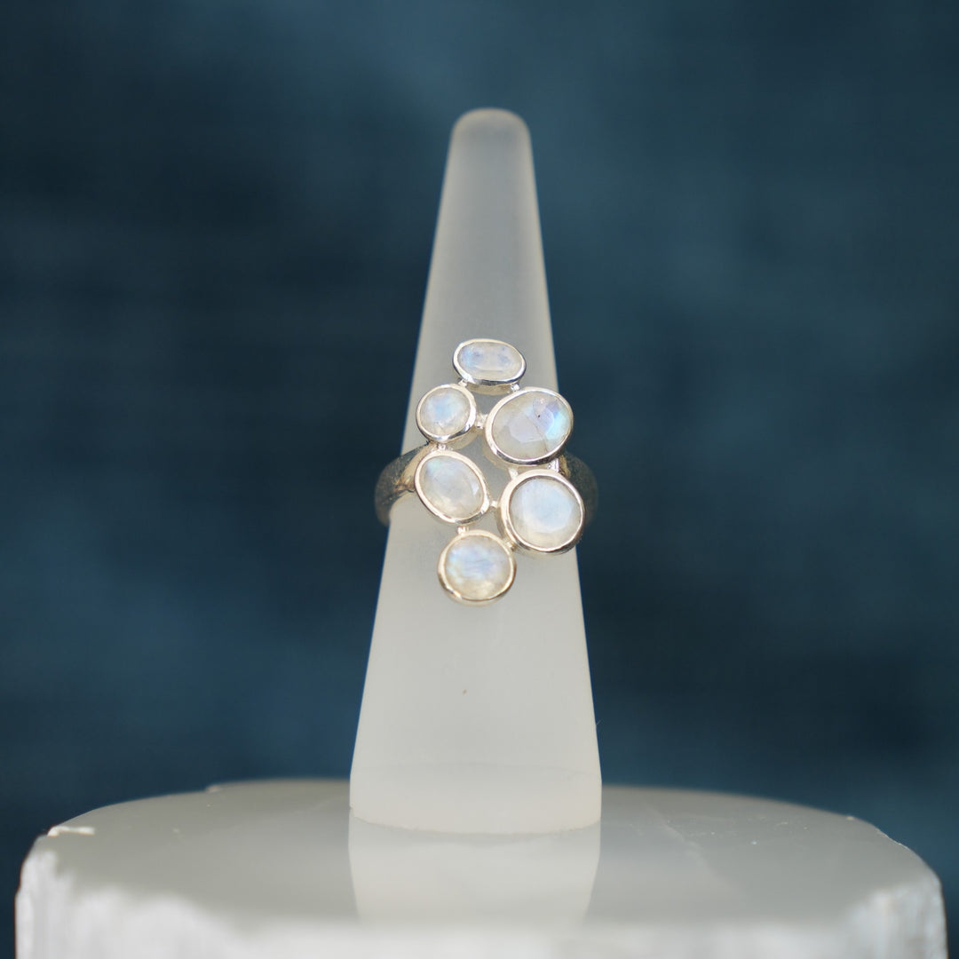 Moonstone Cluster Sterling Silver Ring