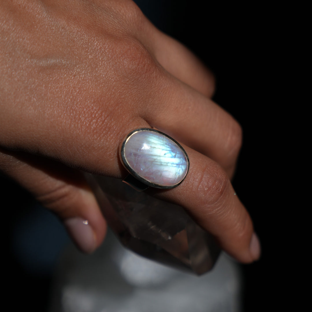 Moonstone Sterling Silver Ring (Large stone)