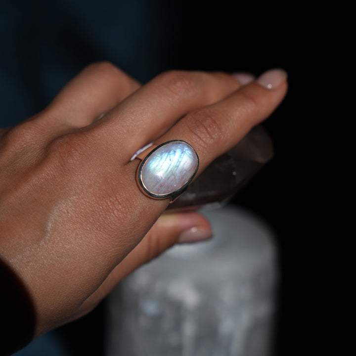 Moonstone Sterling Silver Ring (Large stone)