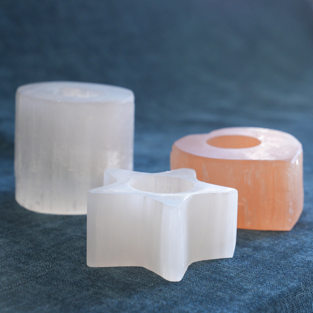 Peach Selenite Tealight Holder