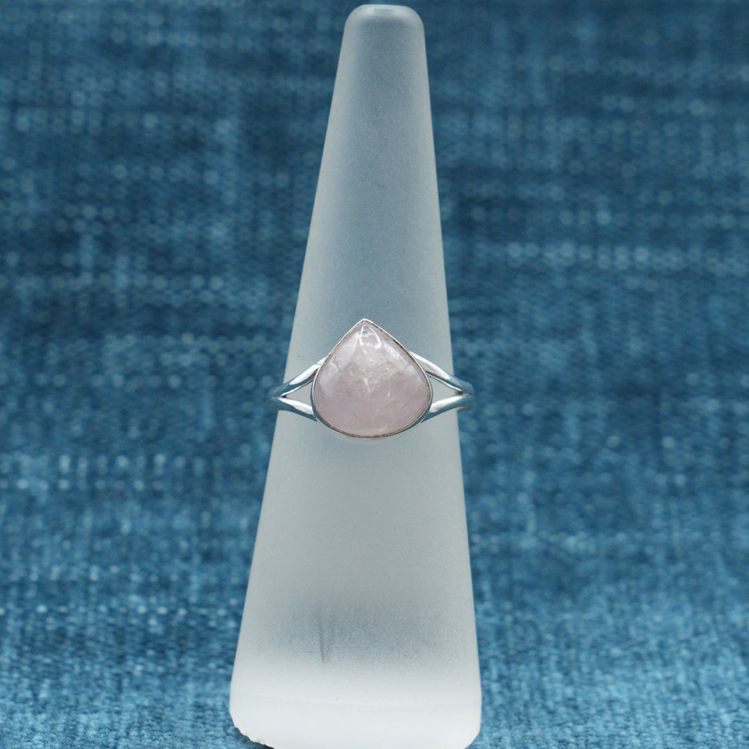 Rose Quartz  Teardrop Ring