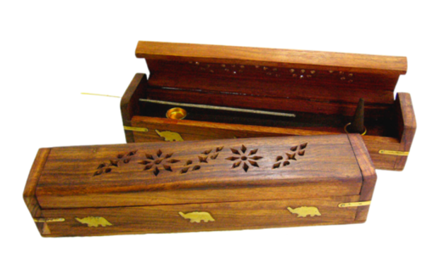 Incense Holder Wooden Rounded Lid Box